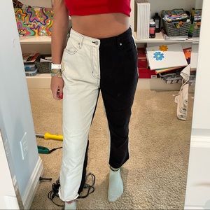 PACSUN Women’s Black and White Two Tone Highwaisted Jeans